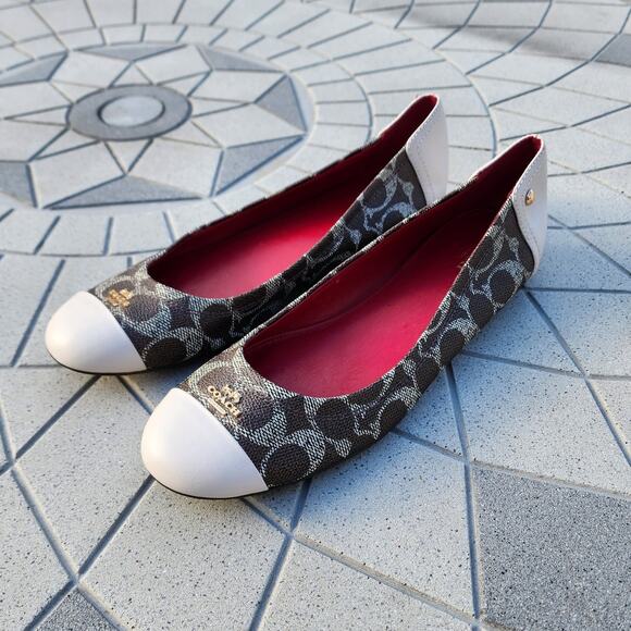 Coach Chelsea Colorblock Signature Logo Leather Ballet Flats 9.5 - Picture 2 of 11